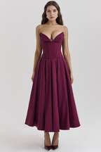 Women's Shaping Corset Midi Party Dress Sweetheart Waist-Cinching Wedding Graduation Formal – Taylor