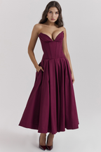 Women's Shaping Corset Midi Party Dress Sweetheart Waist-Cinching Wedding Graduation Formal – Taylor