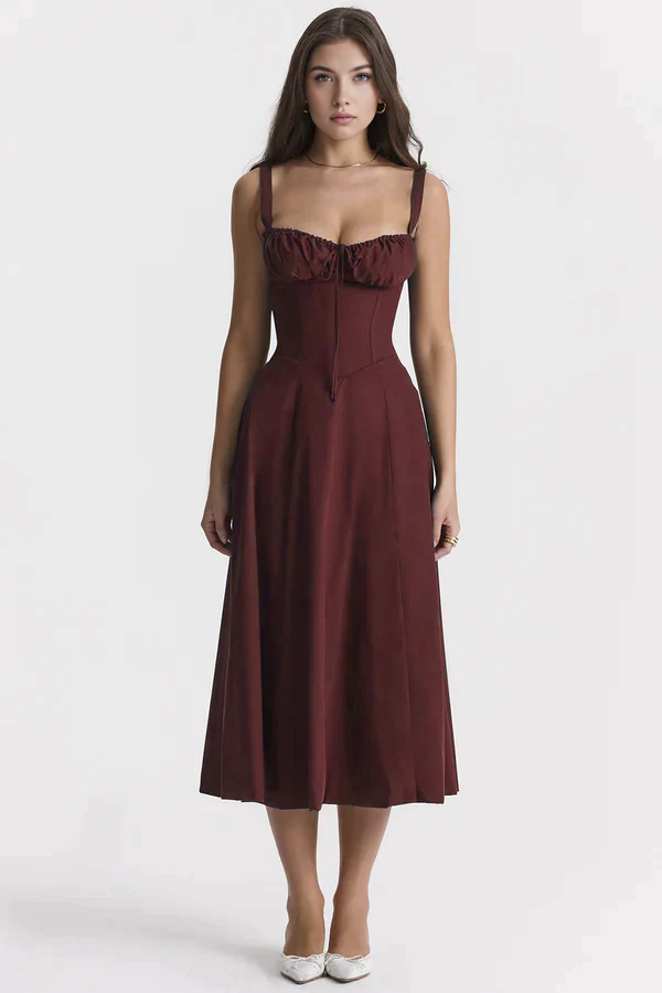 Women's Bustier Midi Dress Sweetheart Neckline Floral Wedding Party Summer Casual Elegant – Mavie