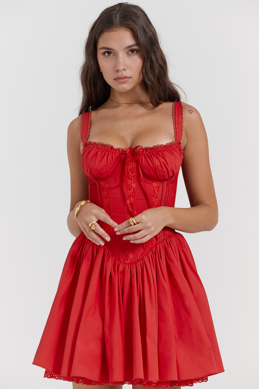 Women's Lace Hem Bustier Mini Dress Waist Bodice Wedding Graduation Dinner Party Elegant – Bela
