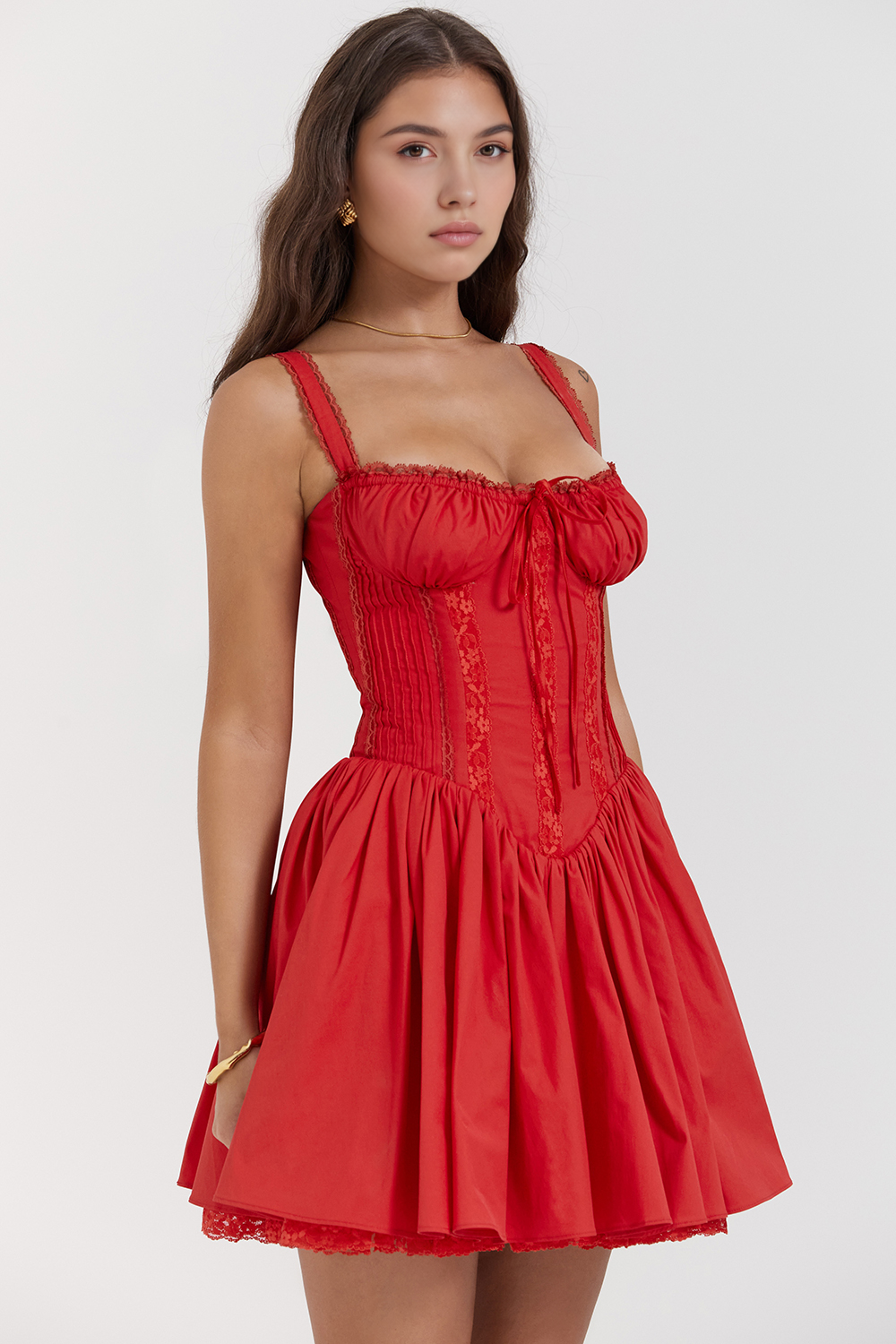 Women's Lace Hem Bustier Mini Dress Waist Bodice Wedding Graduation Dinner Party Elegant – Bela