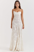 Women's Long Long Dress Square Neckline Fitted Waist Elegant Wedding Bridal Summer Party – Selena