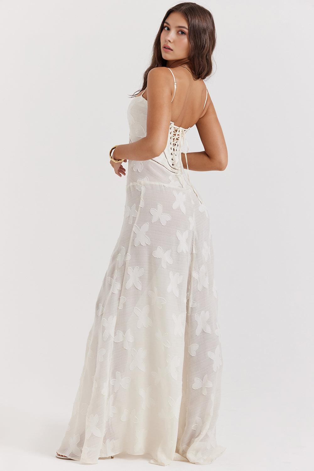 Women's Long Long Dress Square Neckline Fitted Waist Elegant Wedding Bridal Summer Party – Selena