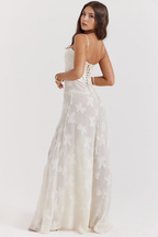 Women's Long Long Dress Square Neckline Fitted Waist Elegant Wedding Bridal Summer Party – Selena