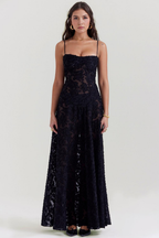 Women's Long Long Dress Square Neckline Fitted Waist Elegant Wedding Bridal Summer Party – Selena