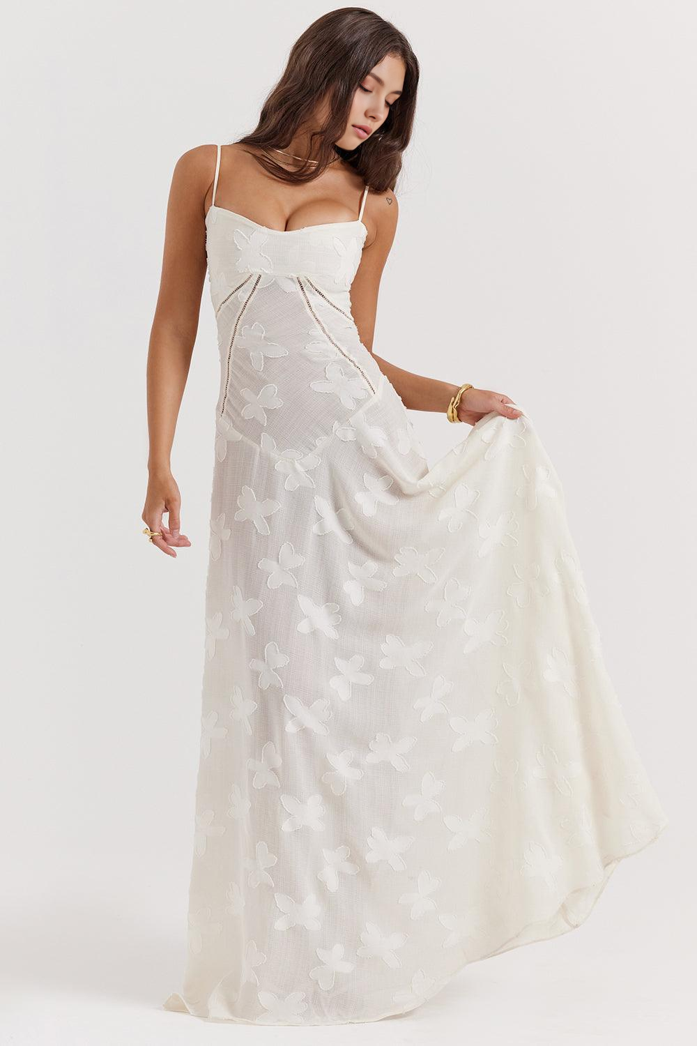 Women's Long Long Dress Square Neckline Fitted Waist Elegant Wedding Bridal Summer Party – Selena