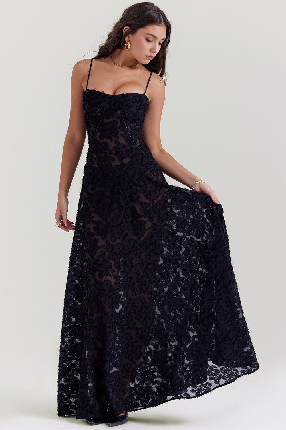 Women's Long Long Dress Square Neckline Fitted Waist Elegant Wedding Bridal Summer Party – Selena