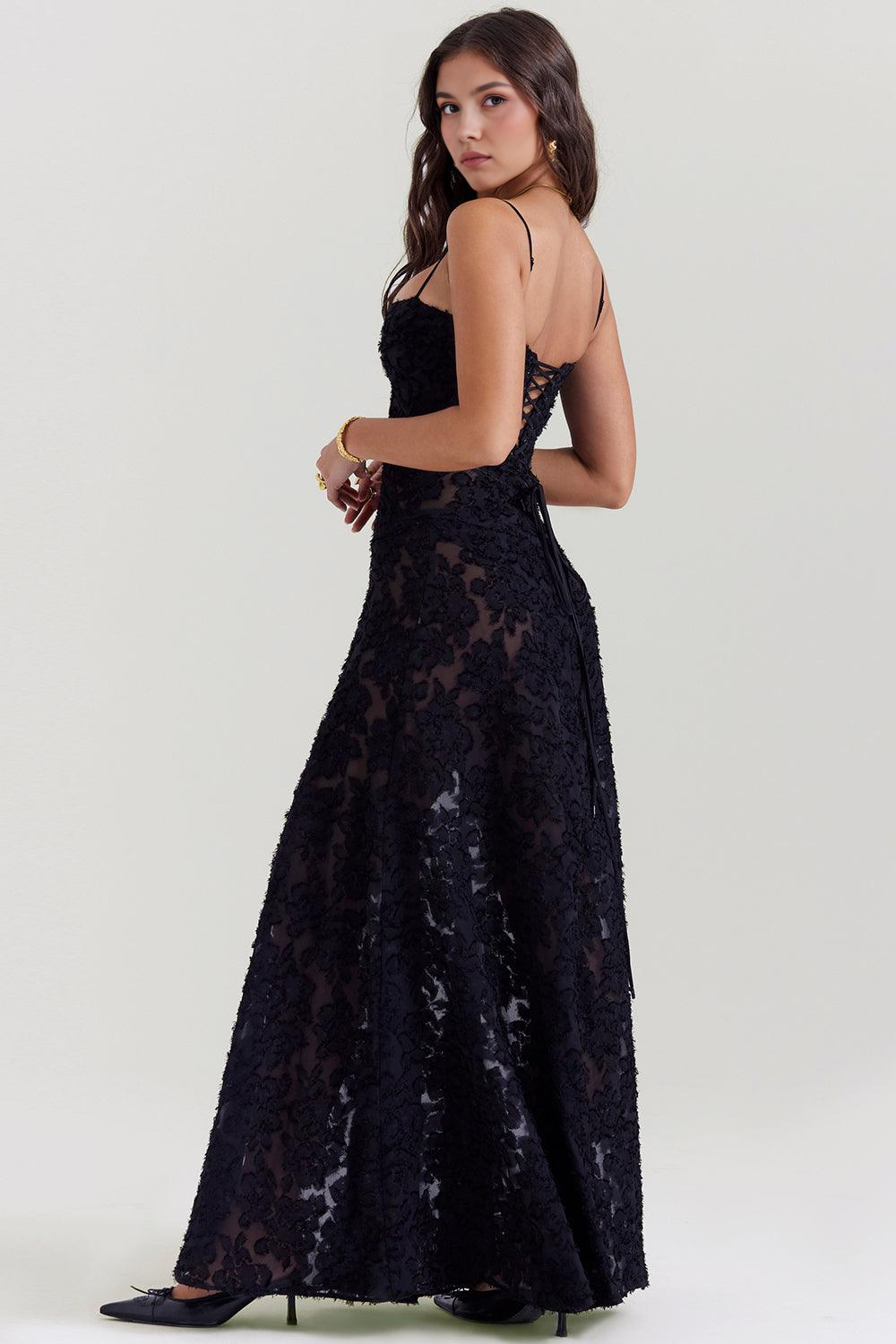 Women's Long Long Dress Square Neckline Fitted Waist Elegant Wedding Bridal Summer Party – Selena