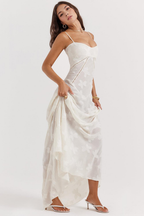 Women's Long Long Dress Square Neckline Fitted Waist Elegant Wedding Bridal Summer Party – Selena
