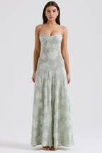 Women's Long Long Dress Square Neckline Fitted Waist Elegant Wedding Bridal Summer Party – Selena