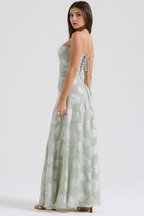 Women's Long Long Dress Square Neckline Fitted Waist Elegant Wedding Bridal Summer Party – Selena
