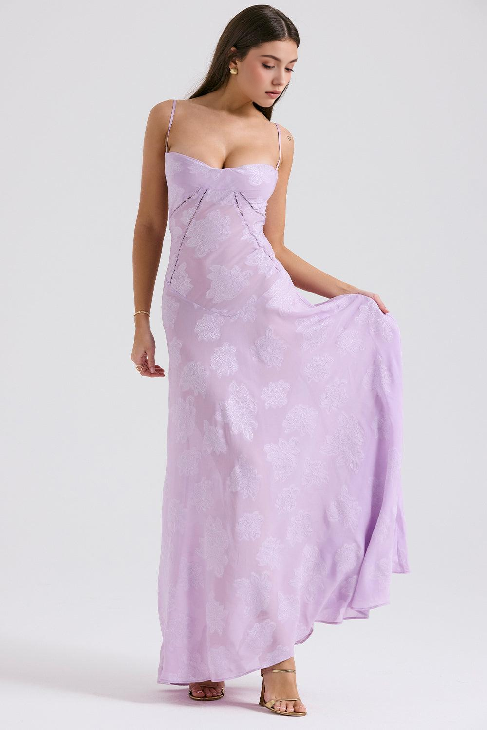 Women's Long Long Dress Square Neckline Fitted Waist Elegant Wedding Bridal Summer Party – Selena