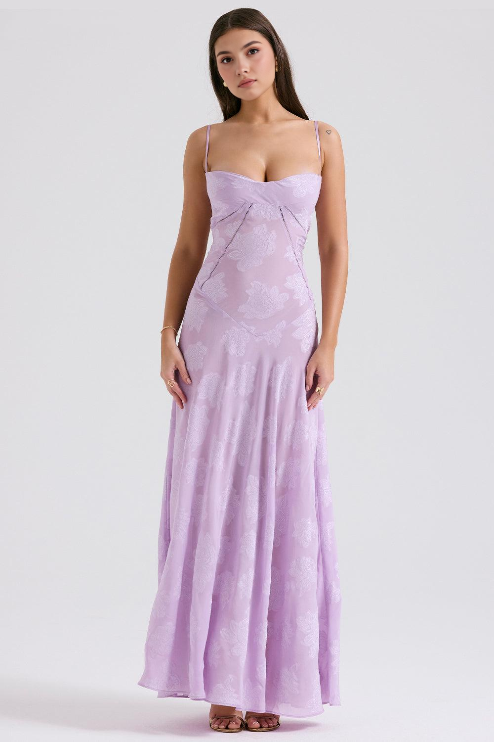 Women's Long Long Dress Square Neckline Fitted Waist Elegant Wedding Bridal Summer Party – Selena