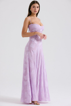 Women's Long Long Dress Square Neckline Fitted Waist Elegant Wedding Bridal Summer Party – Selena