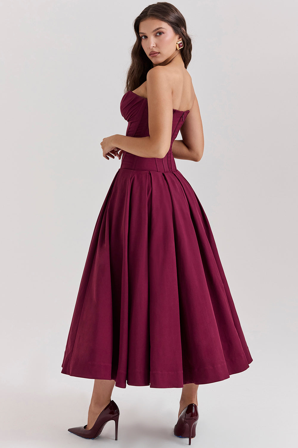 Women's Shaping Corset Midi Party Dress Sweetheart Waist-Cinching Wedding Graduation Formal – Taylor