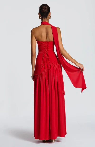 Women's Elegant Strapless Maxi Dress Fitted Slit Formal Party Wedding Guest Sophisticated – Mya