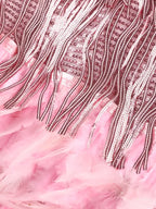 Pink Feather Sequin Mini Elegant Dress Spaghetti Straps Glam Cocktail Night Out Party Dress - Lolly 