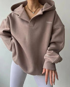 Pullover Hoodie – Oversized Open V-Collar with Drop Shoulders - Lolly 