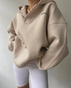Pullover Hoodie – Oversized Open V-Collar with Drop Shoulders - Lolly 