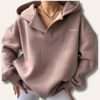Pullover Hoodie – Oversized Open V-Collar with Drop Shoulders - Lolly 