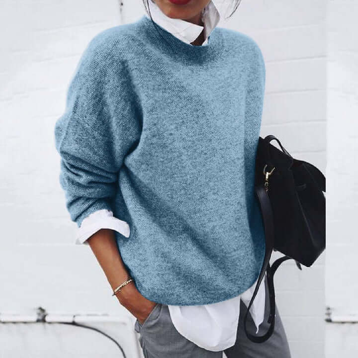Sweater for Women – Oversized Crew Neckline - Lolly 