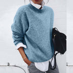 Sweater for Women – Oversized Crew Neckline - Lolly 
