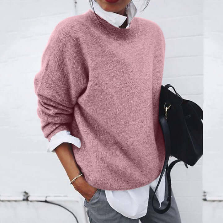 Sweater for Women – Oversized Crew Neckline - Lolly 
