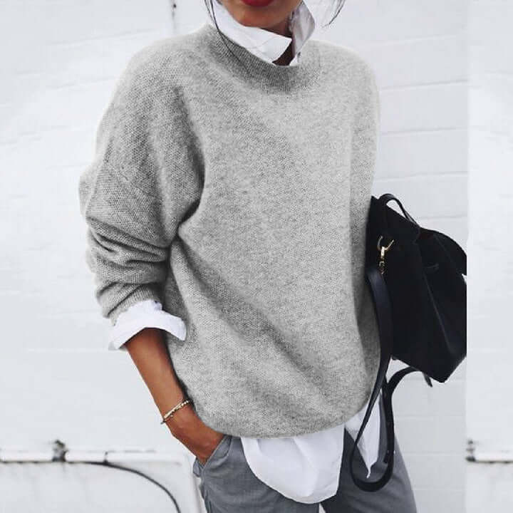 Sweater for Women – Oversized Crew Neckline - Lolly 