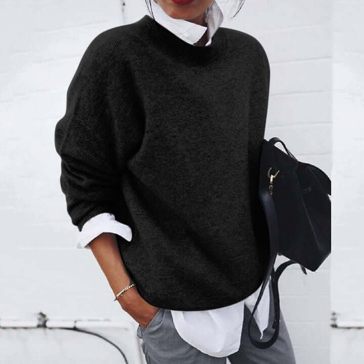 Sweater for Women – Oversized Crew Neckline - Lolly 