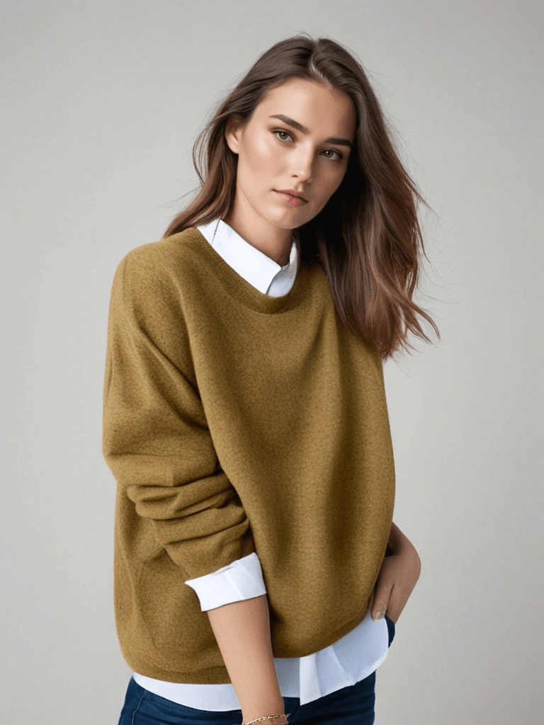 Sweater for Women – Oversized Crew Neckline - Lolly 
