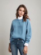 Sweater for Women – Oversized Crew Neckline - Lolly 