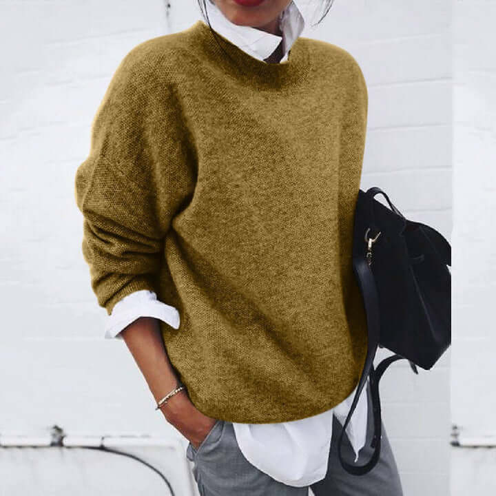 Sweater for Women – Oversized Crew Neckline - Lolly 