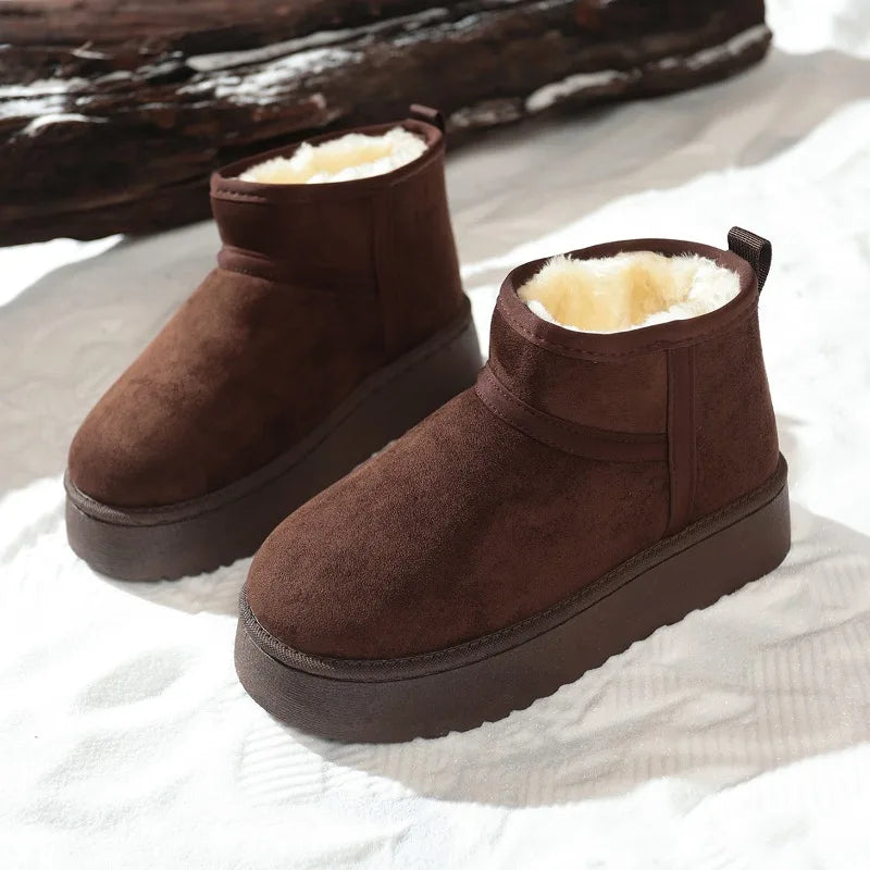 Winter Boots Ladies – Warm Snow Slip-On Platform Ankle - Lolly 
