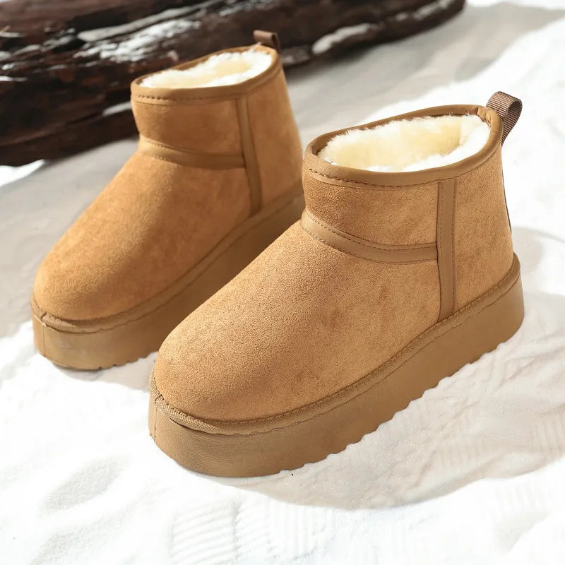 Winter Boots Ladies – Warm Snow Slip-On Platform Ankle - Lolly 