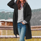 Women Coat Longline Single-Breasted with Patch Pockets - Lolly 