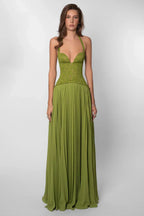 Women's Halter Pleated Long Dress Wedding Guest Summer Formal Graduation Party Travel – Lily
