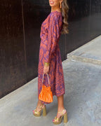 Women's A-Line Formal Wedding Guest Long Dress Printed Elegant Ceremony Long Gown - Lolly 