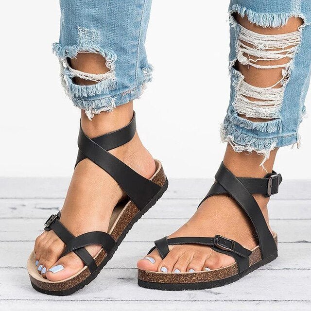 Women's Adjustable Strap Sandals Cushioned Footbed Summer Casual Flat - Lolly 