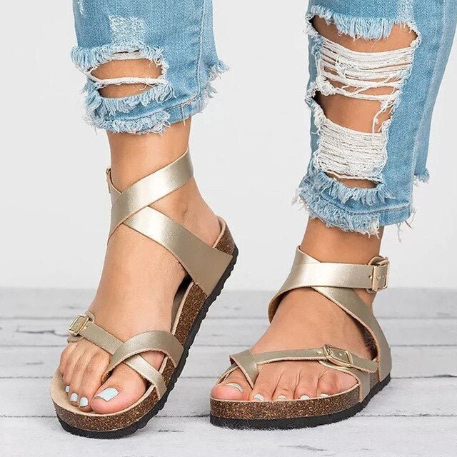 Women's Adjustable Strap Sandals Cushioned Footbed Summer Casual Flat - Lolly 