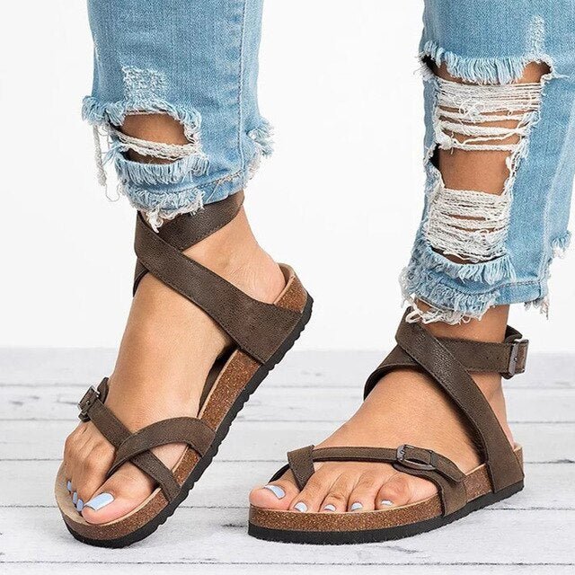Women's Adjustable Strap Sandals Cushioned Footbed Summer Casual Flat - Lolly 
