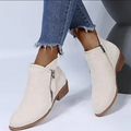 Women's Ankle Boots Side Zipper Block Heel Casual Everyday Suede Booties - Lolly 