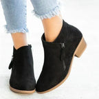 Women's Ankle Boots Side Zipper Block Heel Pointed Toe Casual Everyday - Lolly 