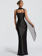 Women's Backless Halter Neck Lace Bodycon Maxi Dress Sleeveless Open Back Slim Fit Formal Evening Gala Party Date Night Wedding Guest – Valentina - Lolly 