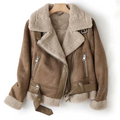 Women's Biker Jacket with Sherpa Fleece Lining and Asymmetric Front Zip - Lolly 