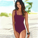 Women's Boho Criss Cross Back One-Piece Swimsuit Gradient Strappy Open Back Contouring Beach Summer Swimwear - Lolly 