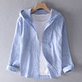 Women's Breathable Linen Blend Blouse Hooded Button Placket Loose Fit Casual Everyday – White - Lolly 