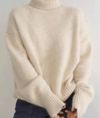 Women's Cashmere Turtleneck Sweater Soft Cozy Relaxed Fit Warm Casual Elegant Winter – Beige - Lolly 