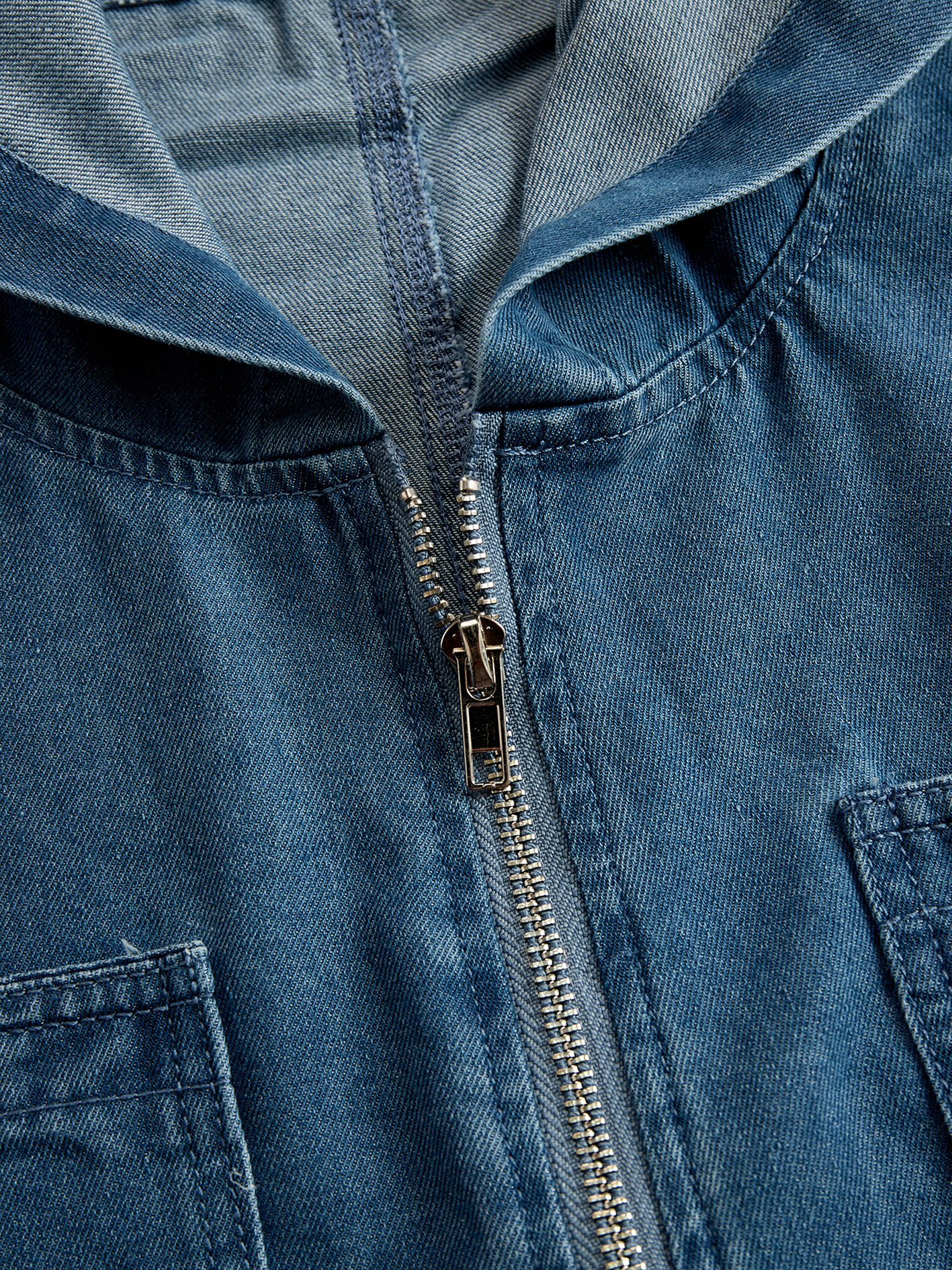 Women's Casual Loose Retro Denim Jumpsuit Hooded Zipper Sleeve Pocket Vintage – Blue - Lolly 