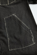 Women's Casual Loose Retro Denim Jumpsuit Hooded Zipper Sleeve Pocket Vintage – Blue - Lolly 