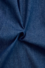 Women's Casual Loose Retro Denim Jumpsuit Lapel Red Topstitching Wide-Leg Sleeve Pocket – Blue - Lolly 